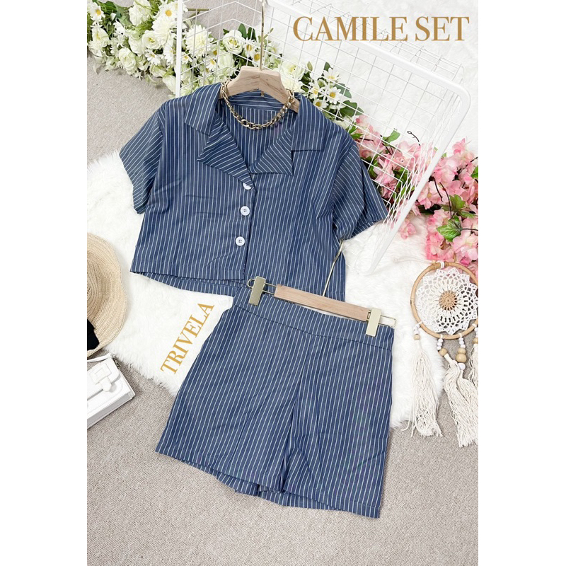 CASIA SET / SETELAN WANITA KATUN SALURIA / SET WANITA / SETELAN CELANA PENDEK / FASHION WANITA  / SJJ CAMILE