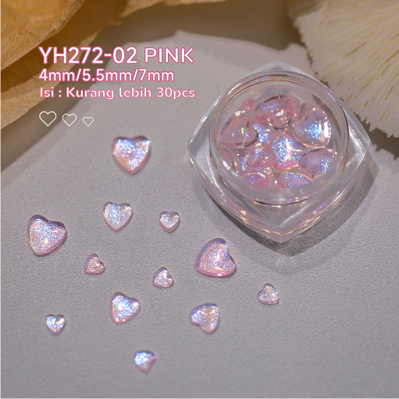 [ COD ] Hiasan Kuku 3d Nail Untuk Aksesoris Nail Art/Manicure Charms Berlian/Aurora Love Decoration Crystal Nail Art