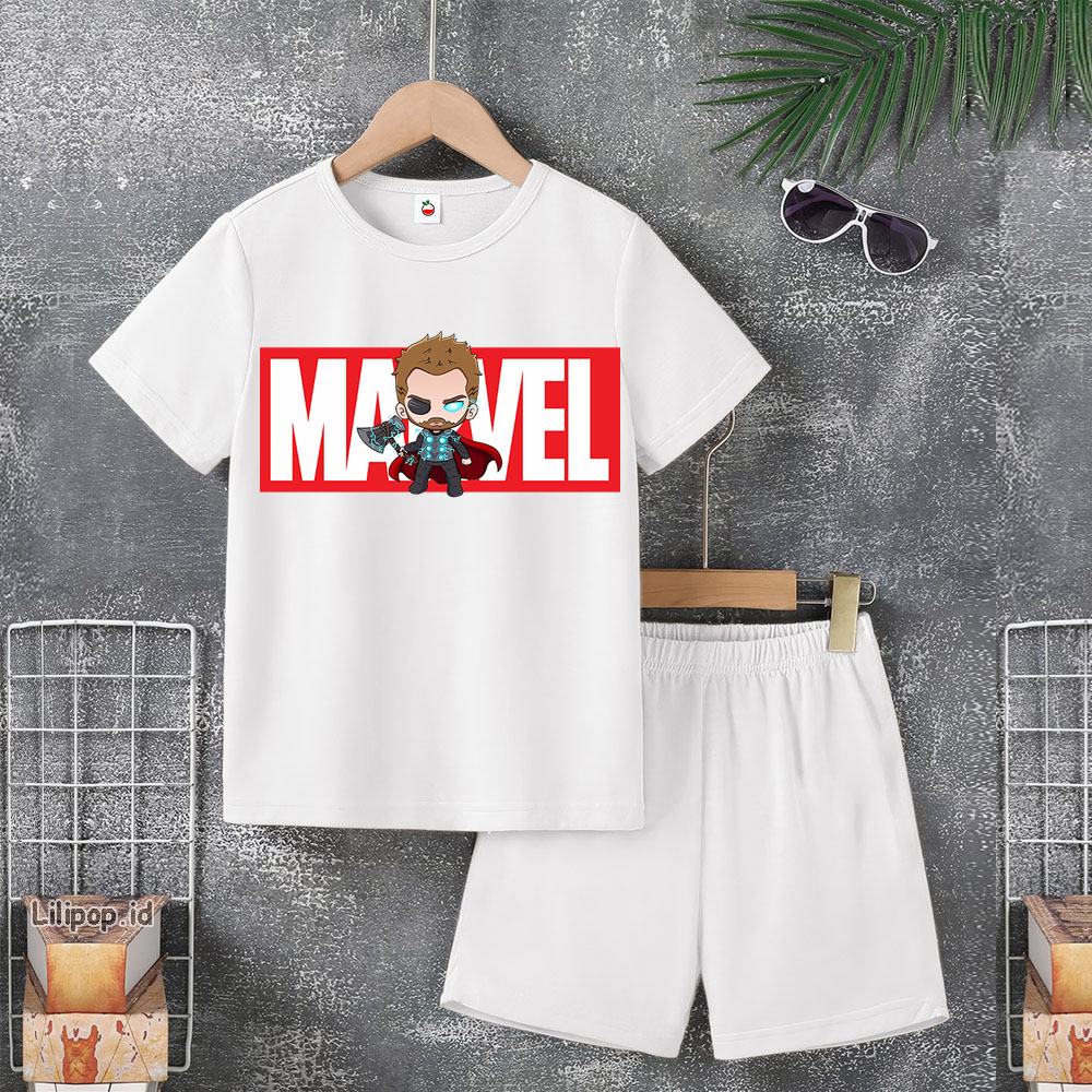 Baju Anak Stelan Usia 5-10 Tahun IRON MAN THOR Kaos 3/4 Cowok Cewek  Celana Pendek Harian