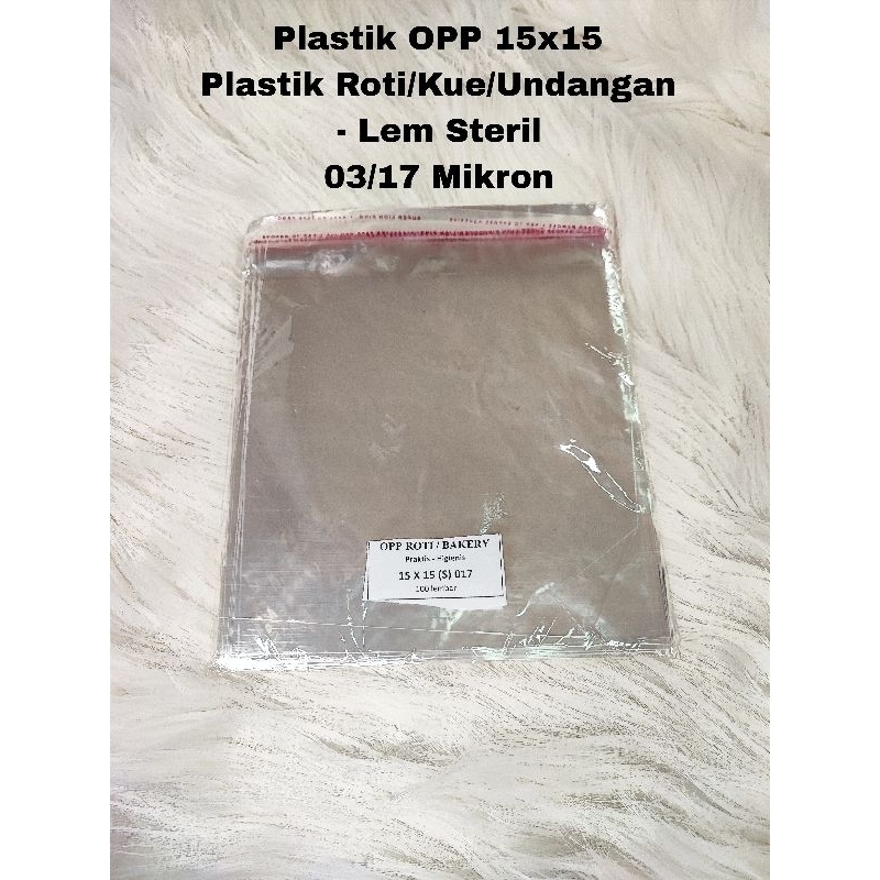 

Plastik opp 15x15 - Lem Steril Plastik roti/kue/undangan - 03/17 Mikron