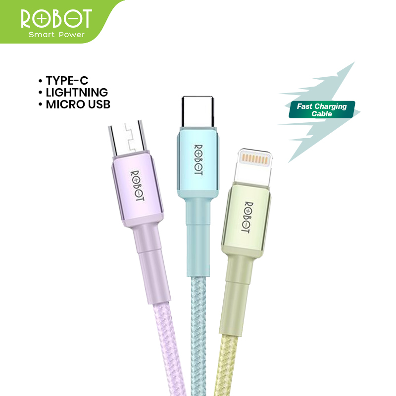 ROBOT Kabel Data RSM100/RSC100/RSL100 Kabel Data Charging Type C Micro USB Lighting 1M 2.4A Original