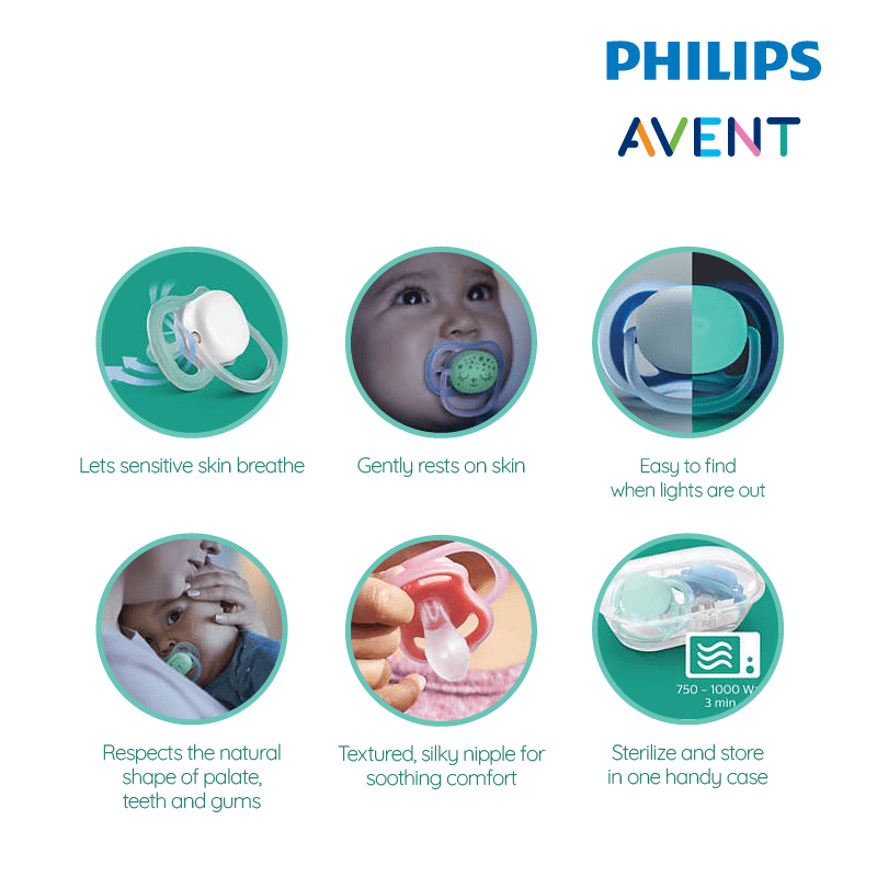 PHILIPS Avent Soother Air Night SCF376 | Empeng Bayi Isi 2pcs (Tersedia varian ukuran dan motif)