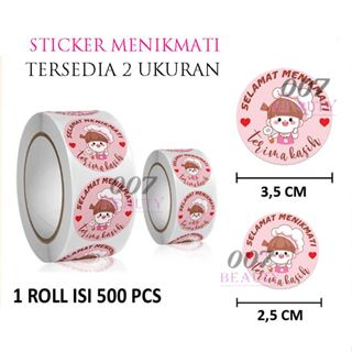 Sticker  Label Makanan ucapan Selamat Menikmati Stiker 3.5 Cm/2,5 Cm (1 Roll Isi 500 Pcs)