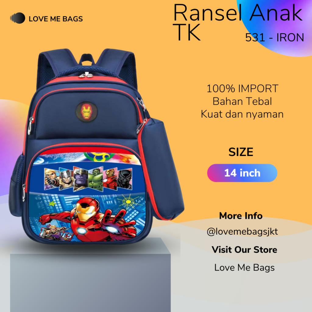 LMB Tas  Anak Laki Laki TK Import Gambar Karakter Superhero KEREN