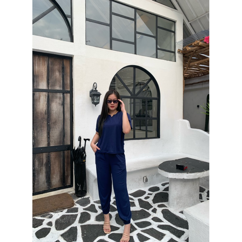 AVE - Clery set knit polos vneck celana jogger