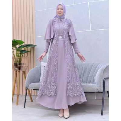 Disa dress kondangan muslimah gamis brukat gaun pesta wanita muslim