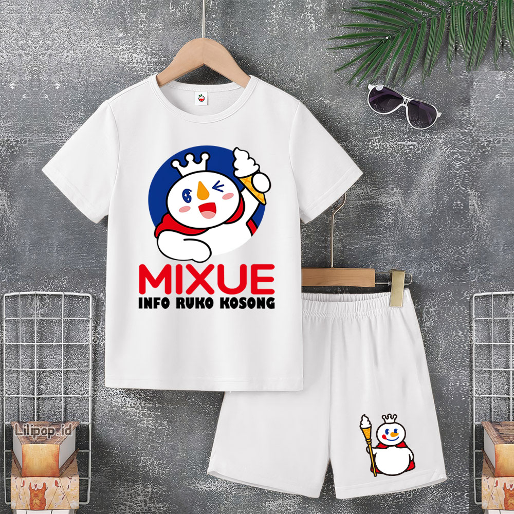 Baju Anak Stelan Usia 4-10 Tahun MIXUE INFO RUKO Kaos 3/4 Cowok Cewek  Celana Pendek Harian