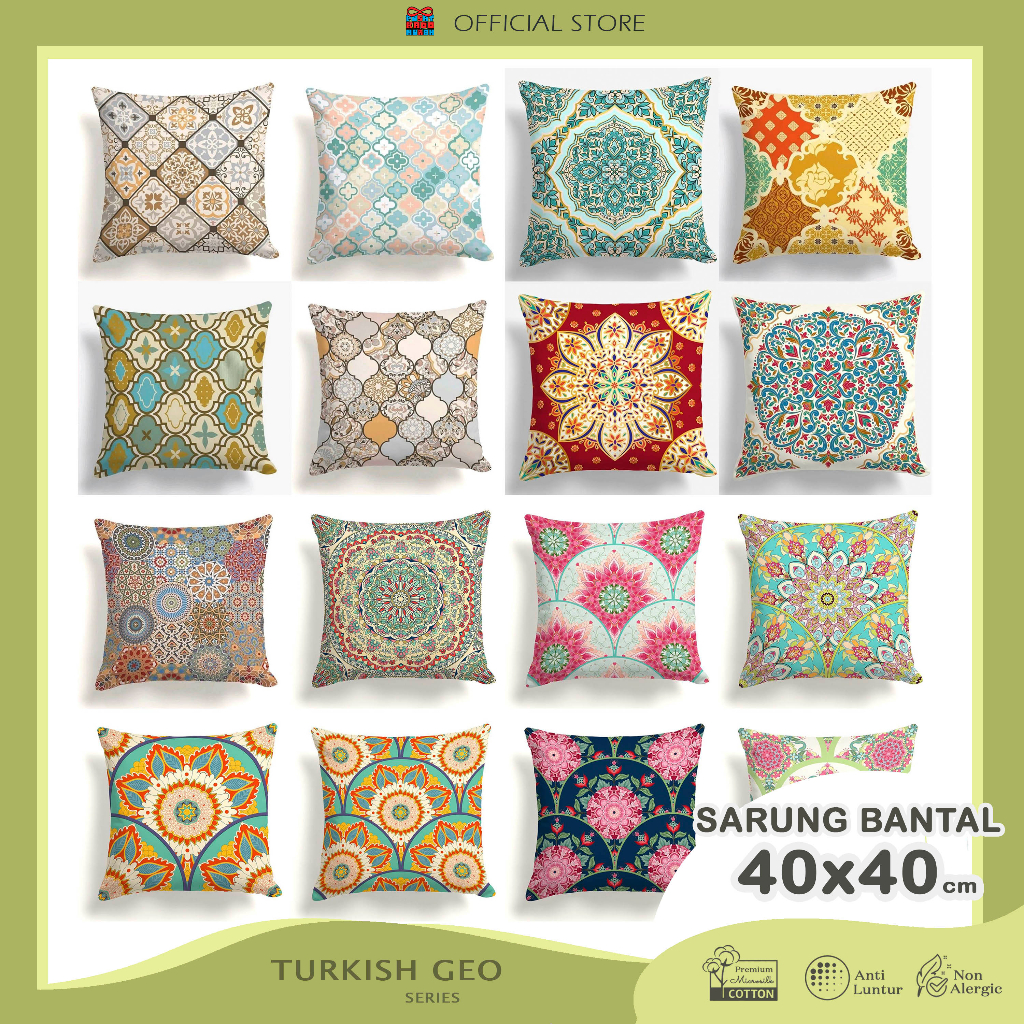 COVER SARUNG Bantal Sofa Print Motif Turkish Batik Geo 40x40 cm - Pusat Kado Murah