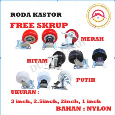Roda Kastor Plate Pvc Nylon Mati. 1 inchi Troly Etalase (1600pcs)