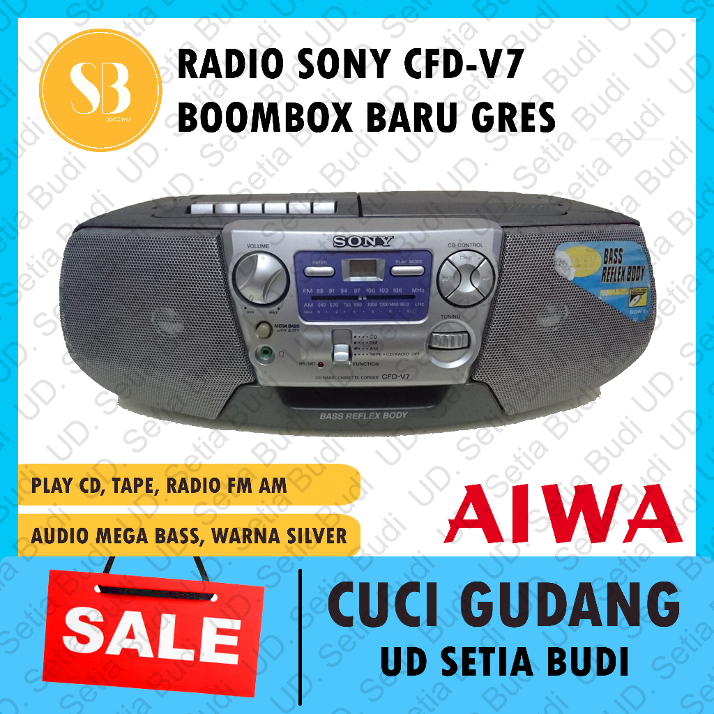 Radio Player Boombox Sony CFD-V7 CD Kaset Player Baru Gres