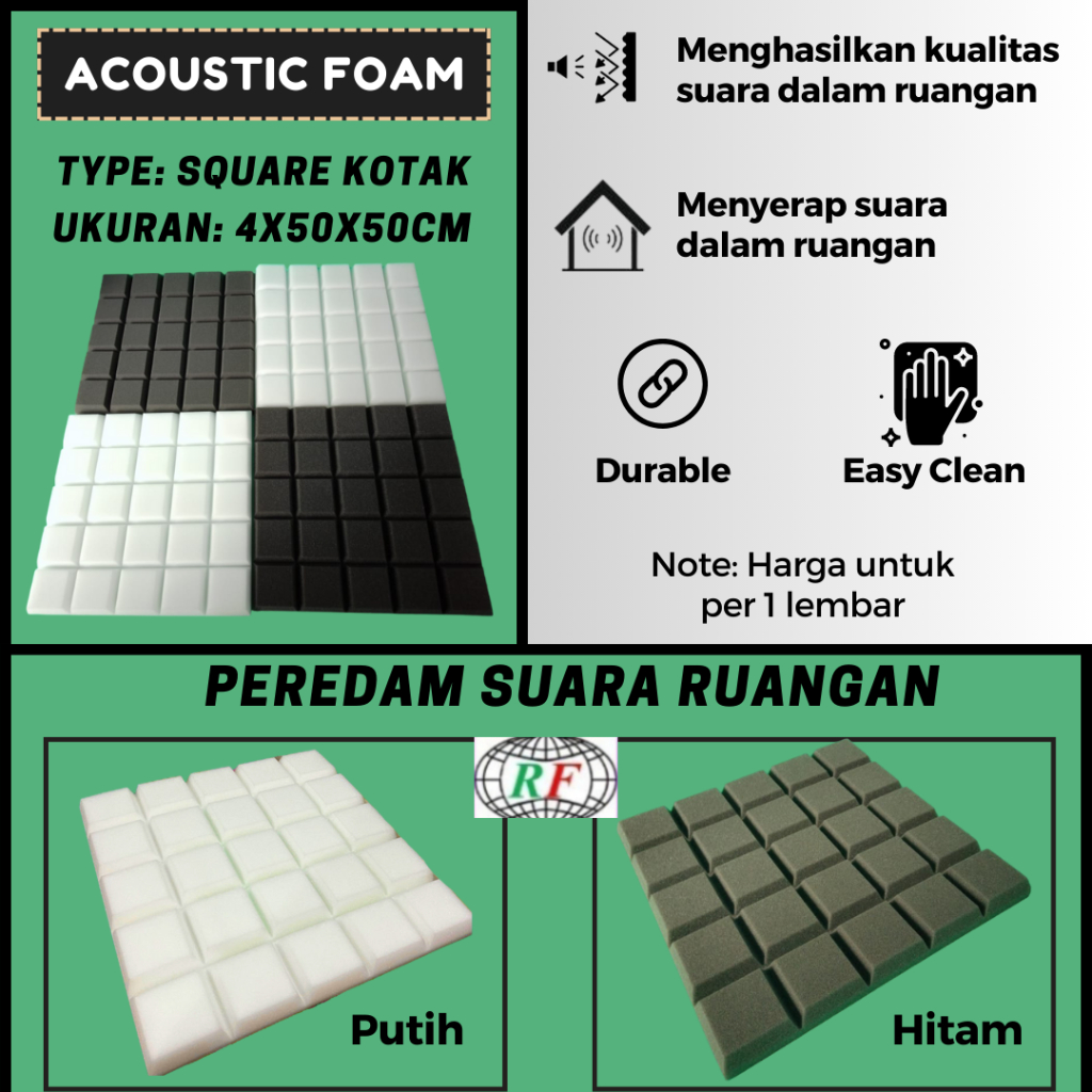 Busa Peredam suara ruangan 50x50x4cm Square Kotak Accoustic Foam