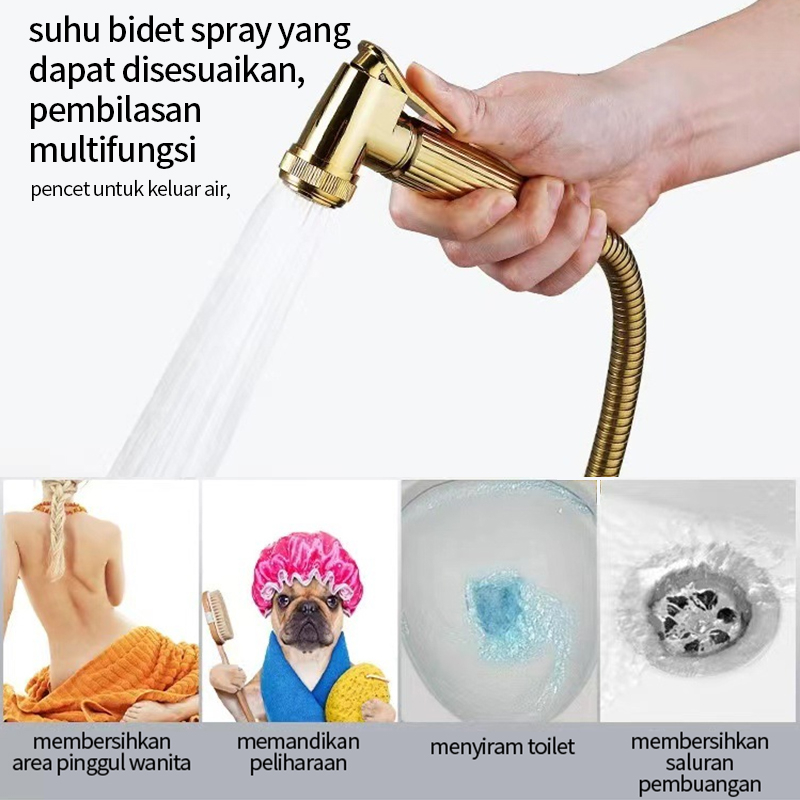 Shower Kamar Mandi 4 Dalam 1 Set Dengan Sprayer Faucet Sprayer / Black Gold Kamar Mandi Shower Set /  Panas Dan Dingin Set Kamar Mandi Besi Tahan Karat