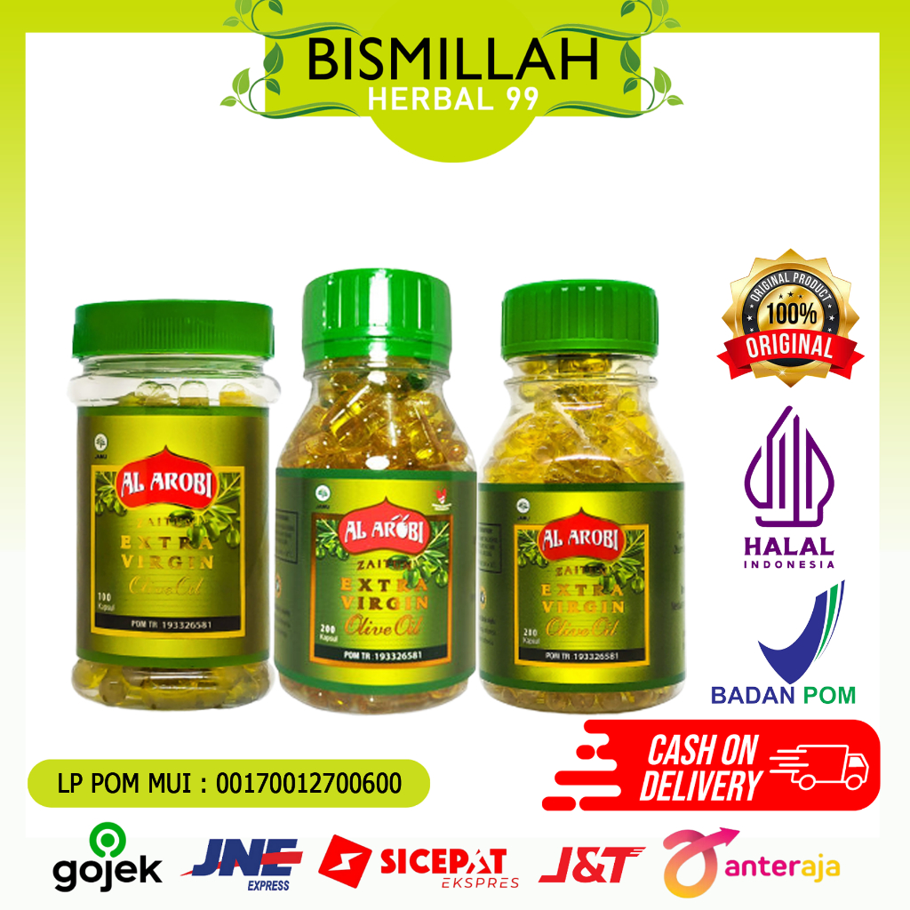 HERBAL99 -  KAPSUL MINYAK ZAITUN AL AROBI - EXTRA VIRGIN OLIVE OIL - KAPSUL ZAITUN