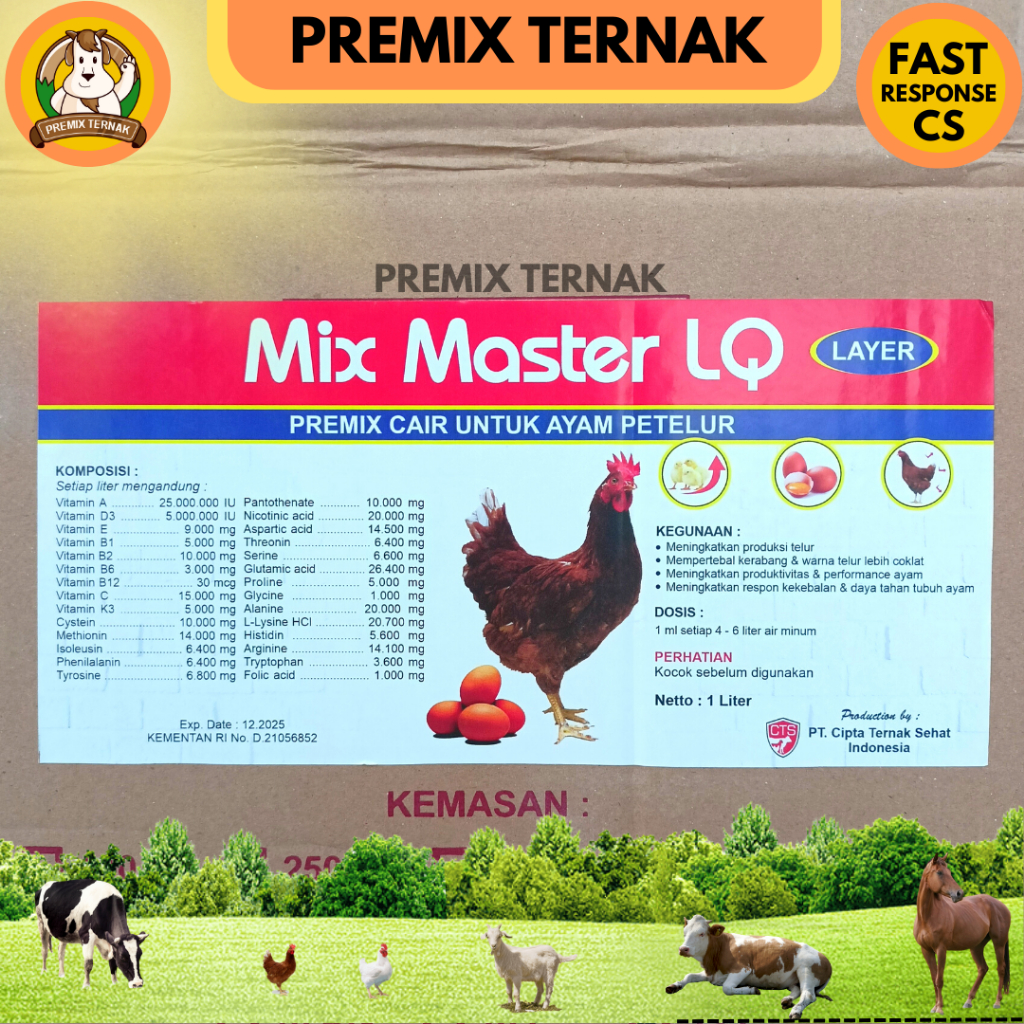 MIX MASTER LQ LAYER 1 LITER - Premix Cair Untuk Ayam Petelur