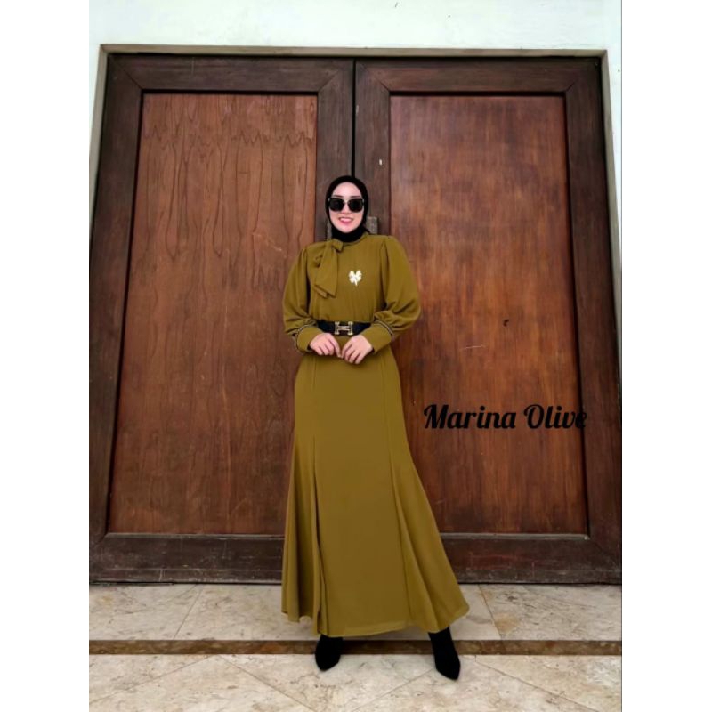 marina polos atasan tunik set rok premium ceruty