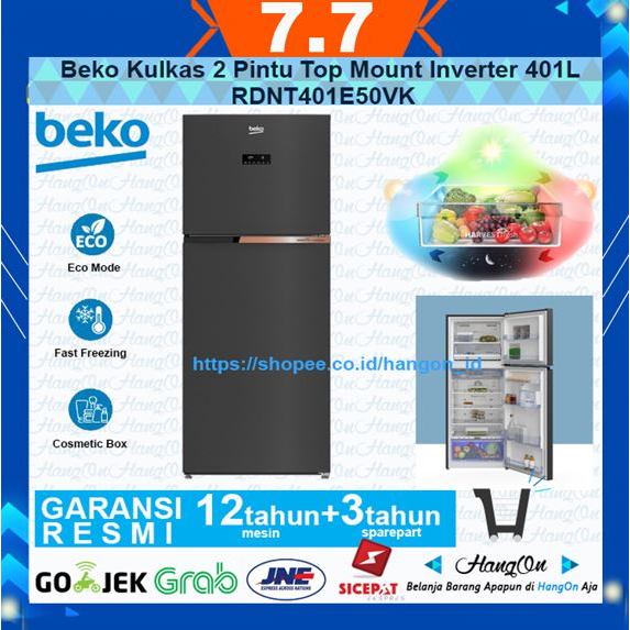 BEKO RDNT401E50VK Kulkas 2 Pintu 401 Liter Top Mount Inverter NeoFrost