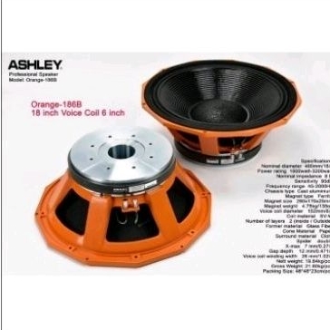 SPEAKER ASHLEY 186B ORIGINAL VC 6 SUBWOOFER ASHLEY 186B 18 INCH ORANGE