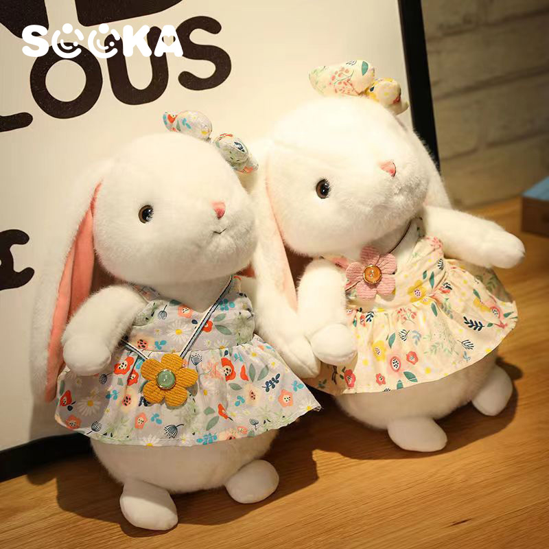 Boneka Kelinci Sooka Dengan Motif Bunga Lucu Menggemaskan, Boneka Kelinci Anak Cocok Untuk Hadiah Ulang Tahun 25 Cm SK-GDG1145