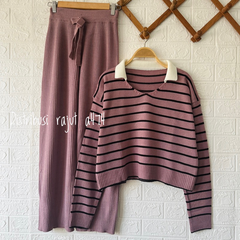 ONESET SWEATER RAJUT A5 SETELAN CELANA KULOT