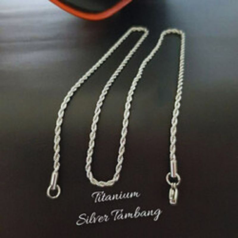 Kalung Anak Titanium Tambang Silver (Panjang 35 cm)