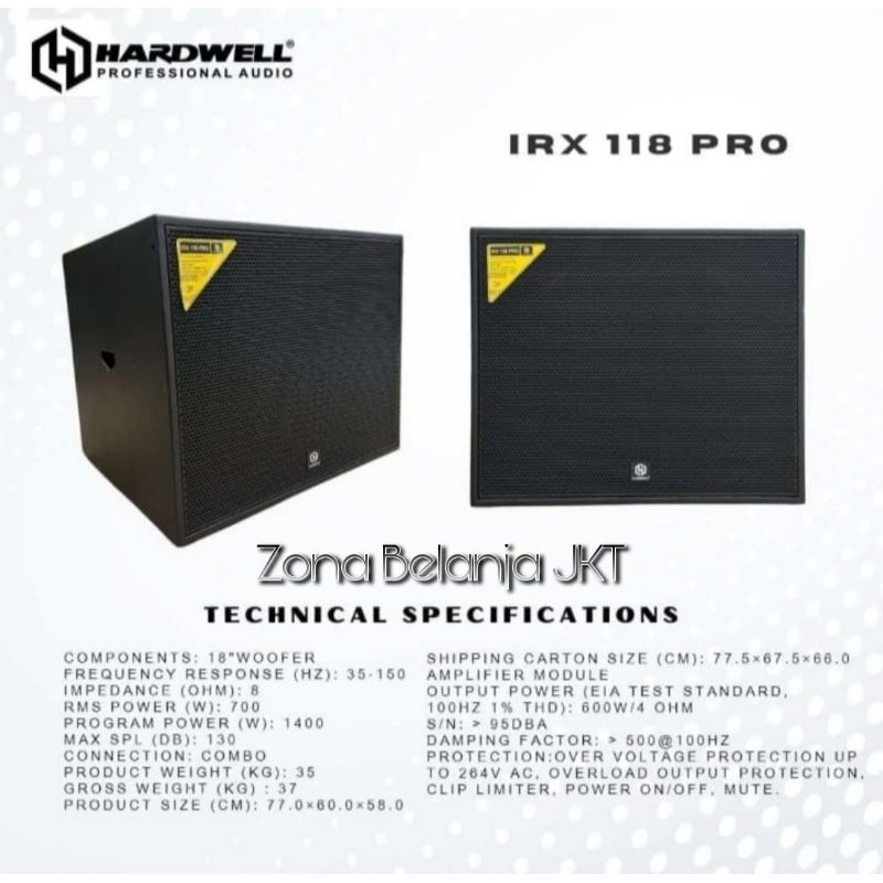 SUBWOOFER AKTIF HARDWELL IRX 115 PRO 15 INCH AKTIF SPEAKER ORIGINAL