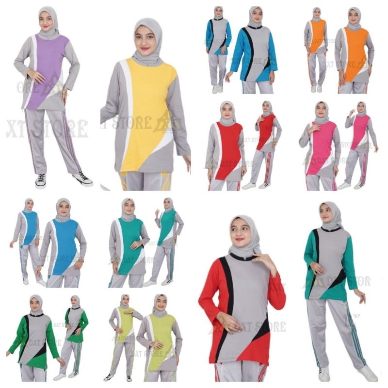 Kaos Olahraga Wanita Muslimah / Setelan Baju Senam Wanita / Stelan Training Olahraga Muslimah