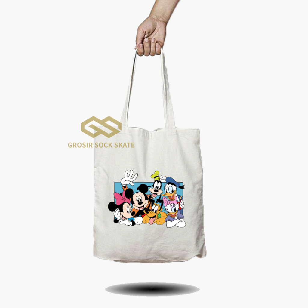 Totebag Kanvas Mickey Mouse / Tas Tote Music / Musik Band / Cartoon