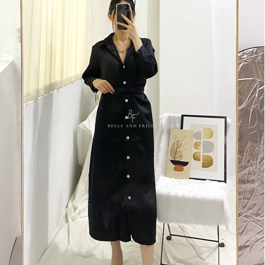 MOLITA Dress Satin Casual / Tunik Modern Dress Lilit / Shirt Dress Wrap Skirt / Ribbon Tied Dress