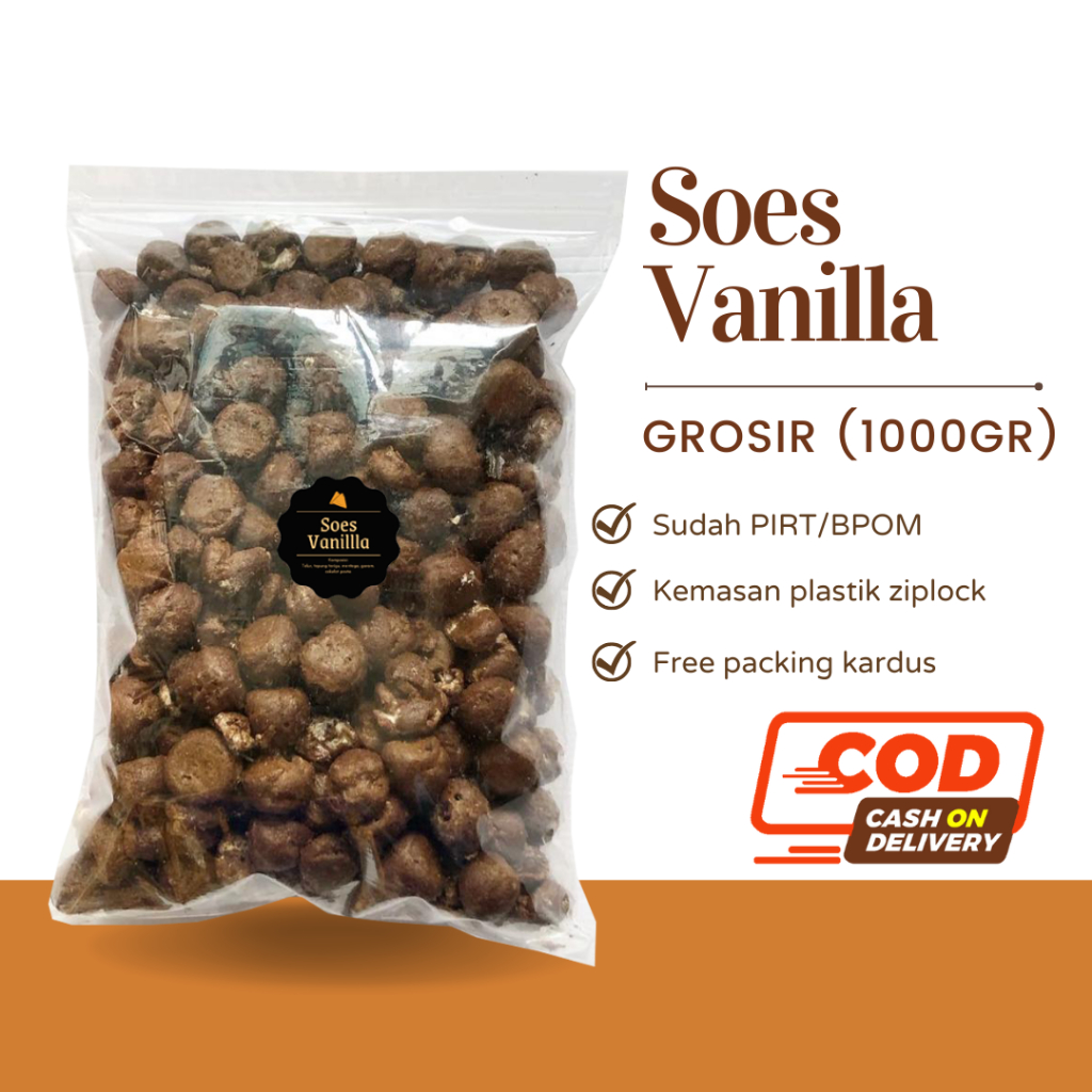 [DELISH SNACKS] Soes Vanilla (Grosir) 1000gr / Snack Cemilan Camilan Manis Grosir Grosiran Kiloan 1kg / Sus Mini Kering Rasa Vanilla