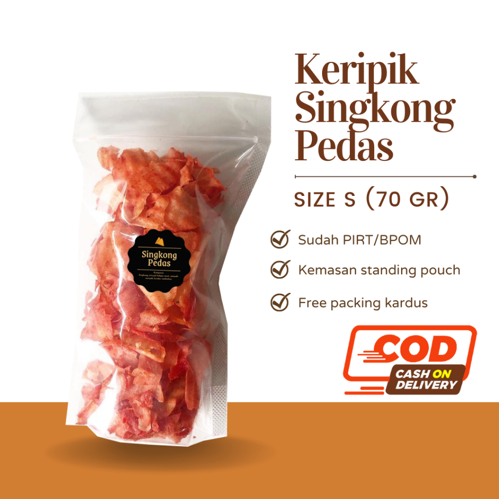 [DELISH SNACKS] Keripik Singkong Asin / Balado / Lada / Keju (S) 70gr / Snack Cemilan Camilan Pedas Gurih