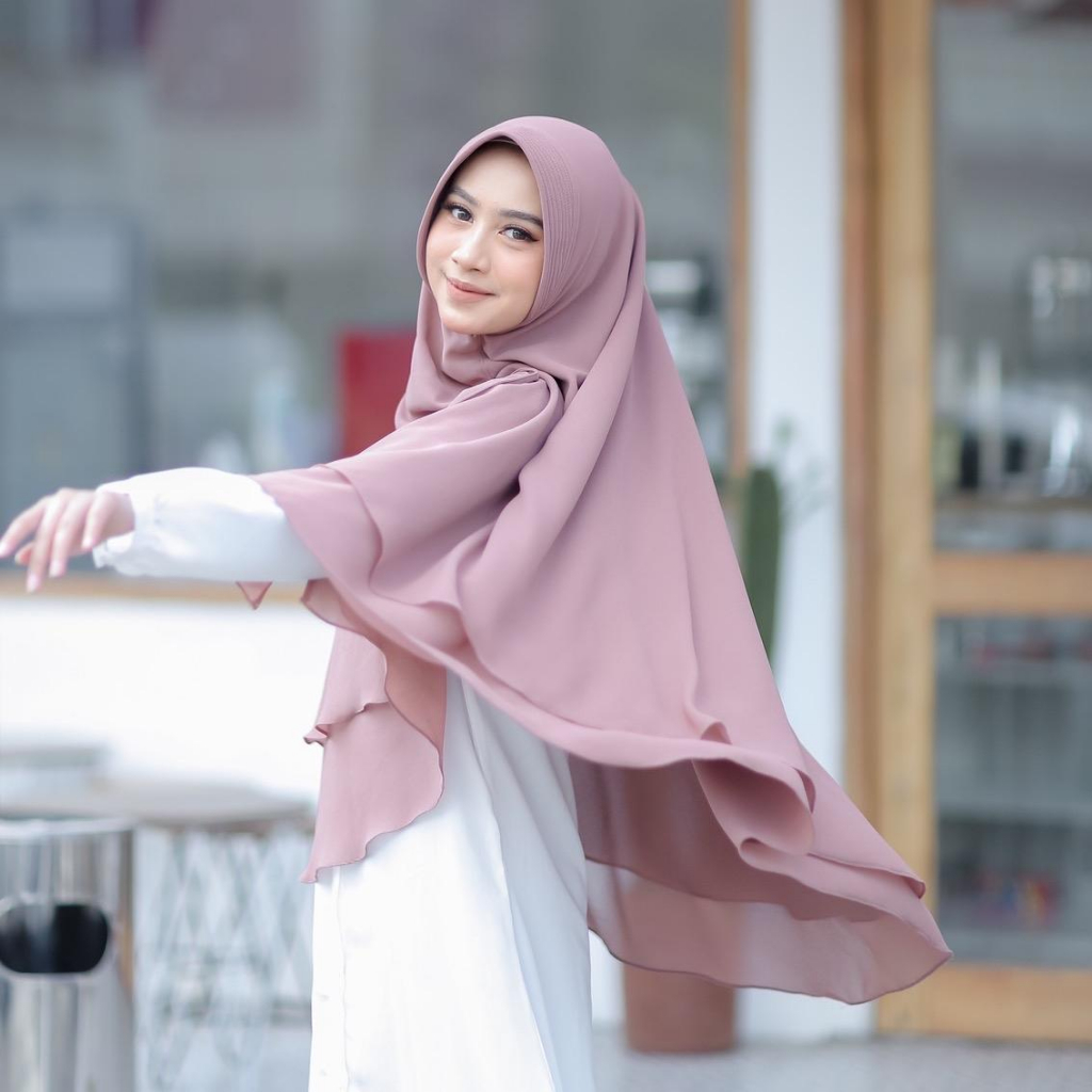 Khimar Pet Belah Yumna L/ Khimar Belah Ceruty