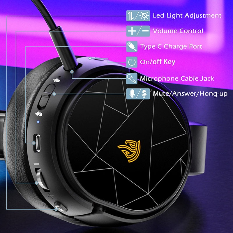 EasySMX Gaming Headphone Headset Wireless Super Bass with Mic - V10W - Black