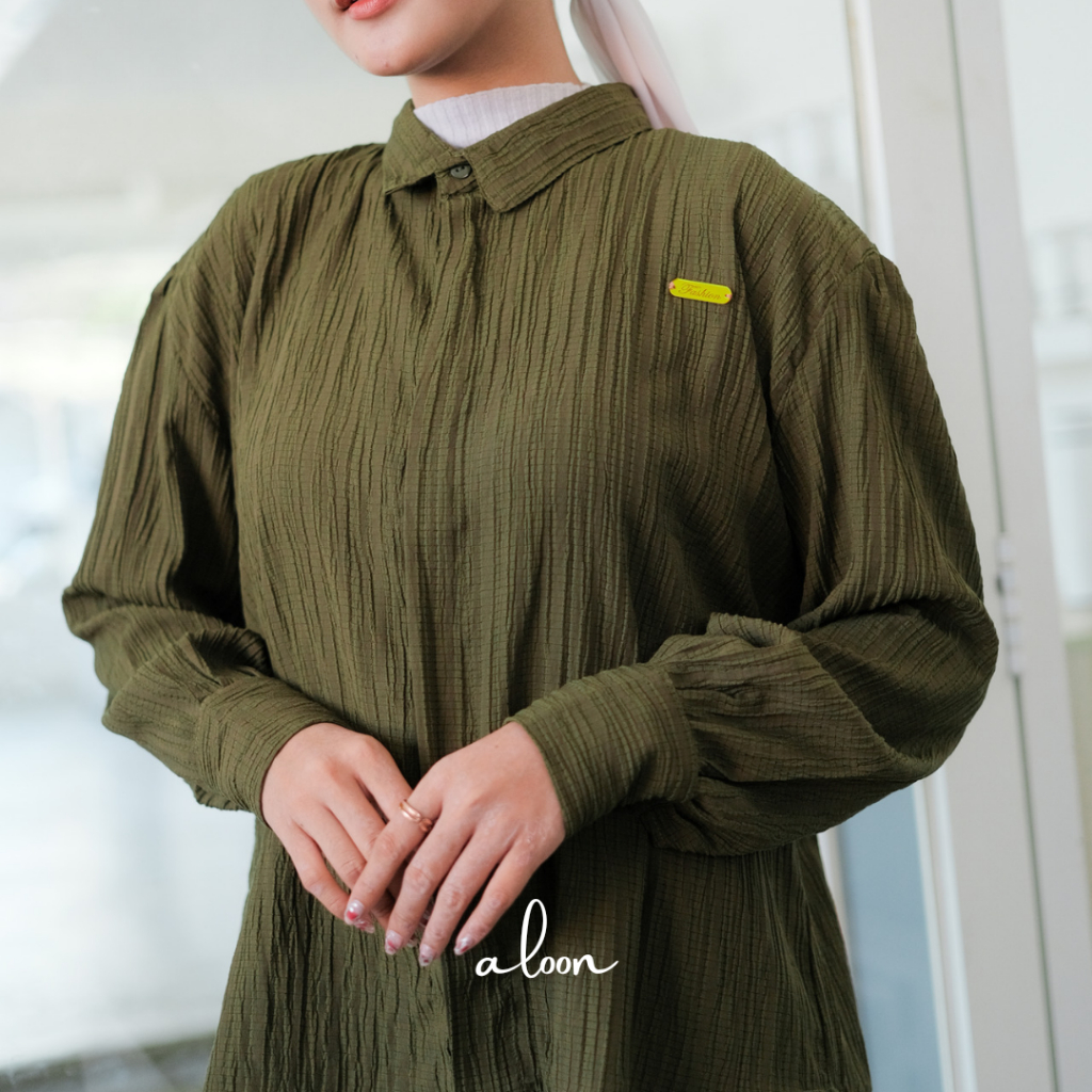 Luna Kemeja Oversize Bahan Lady Crush Busui Friendly – Kemeja Wanita Atasan Wanita