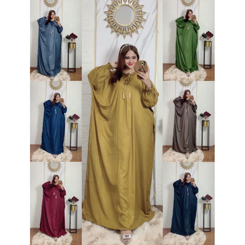 BISA COD DASTER KAFTAN POLOS UNIQUE BAHAN RAYON ADEM TEBAL BUSUI FRENDLY LD JUMBO