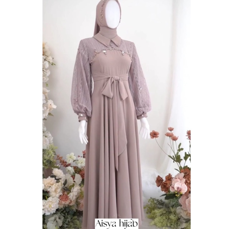 Malika dress - gaun muslimah - gaun pesta muslimah - gaun pesta - gaun pesta mewah elegan -  gaun pesta mewah import - dress kondangan - dress muslimah - dress pesta - dress kondangan wanita - dress wanita - dress hitam - gamis pesta - gamis pesta mewah