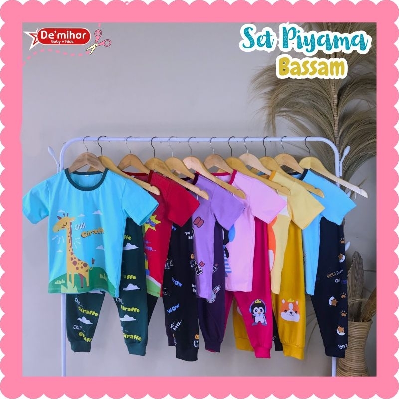 Pre Order Set Piyama Anak Lucu Bassam Series by De'mihar bisa Cod