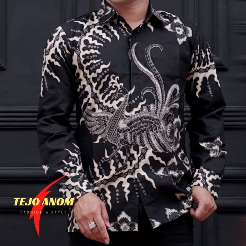 Kemeja Batik Pria Modern Lengan Panjang Casual Modis Slim Fit Trendy