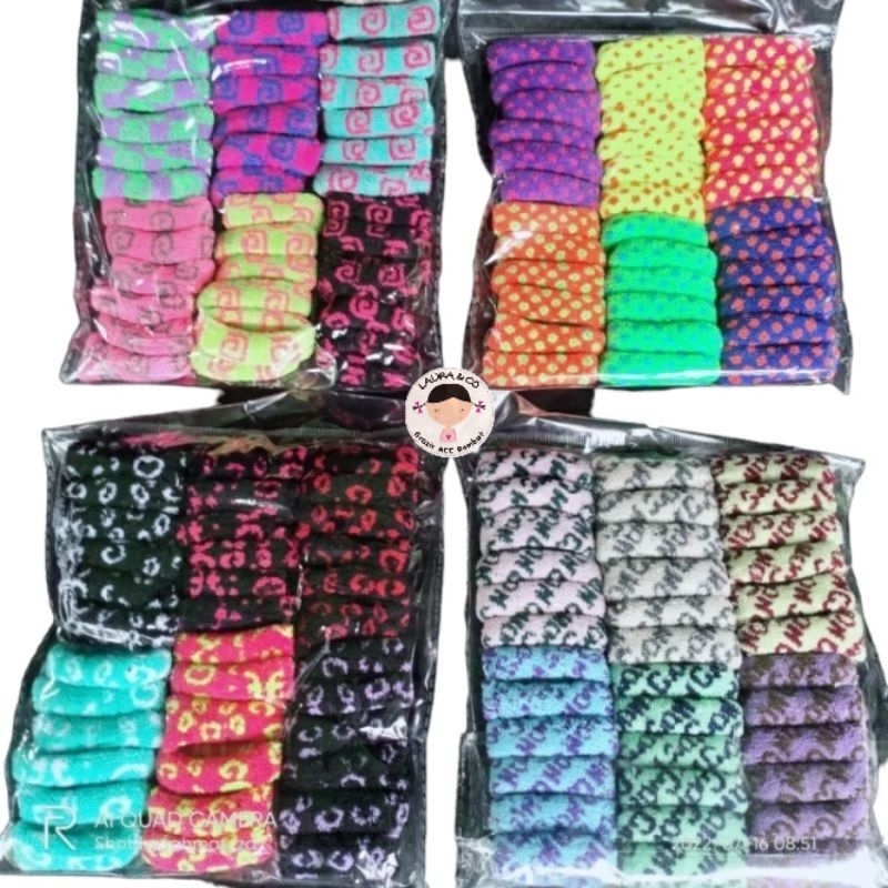 IKAT KUNCIR SALUR 36PC MOTIF WARNA GROSIR LUSINAN