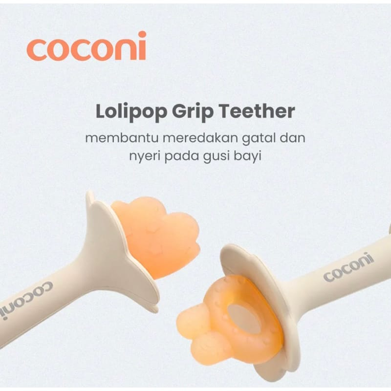 Coconi Silicone Baby Lolipop Grip Teether 2pcs - Gigitan Bayi 3m+