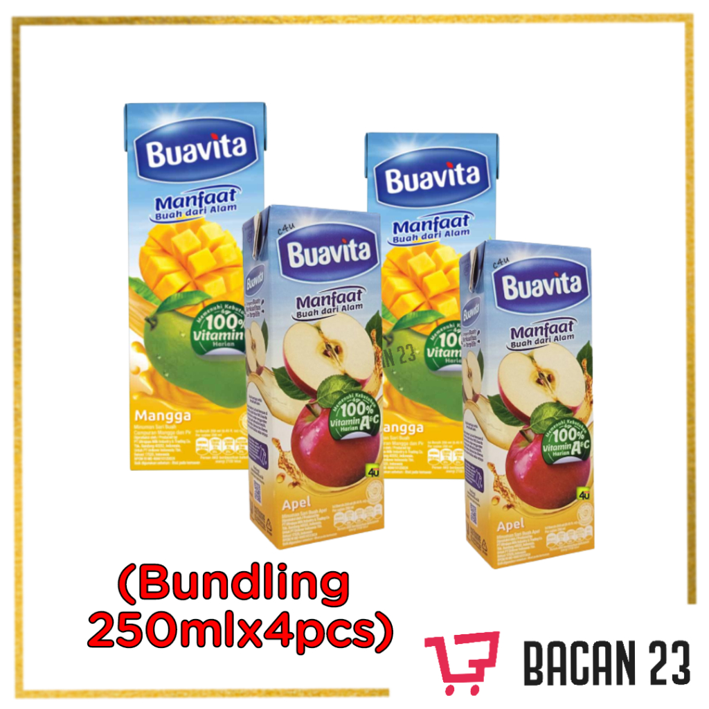 Bundling Buavita Mangga dan Apel (4pcsx250ml) / Jus Buah Segar / Bacan 23 - Bacan 23