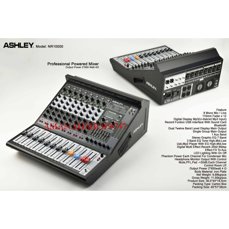 power mixer ashley nr10000 nr 10000 8 channel original 1200 watt