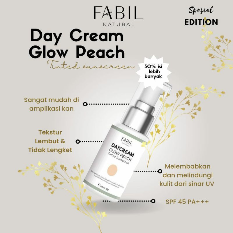 FABIL NATURAL DAY CREAM GLOW PEACH TINTED SUNSCREEN 30GR