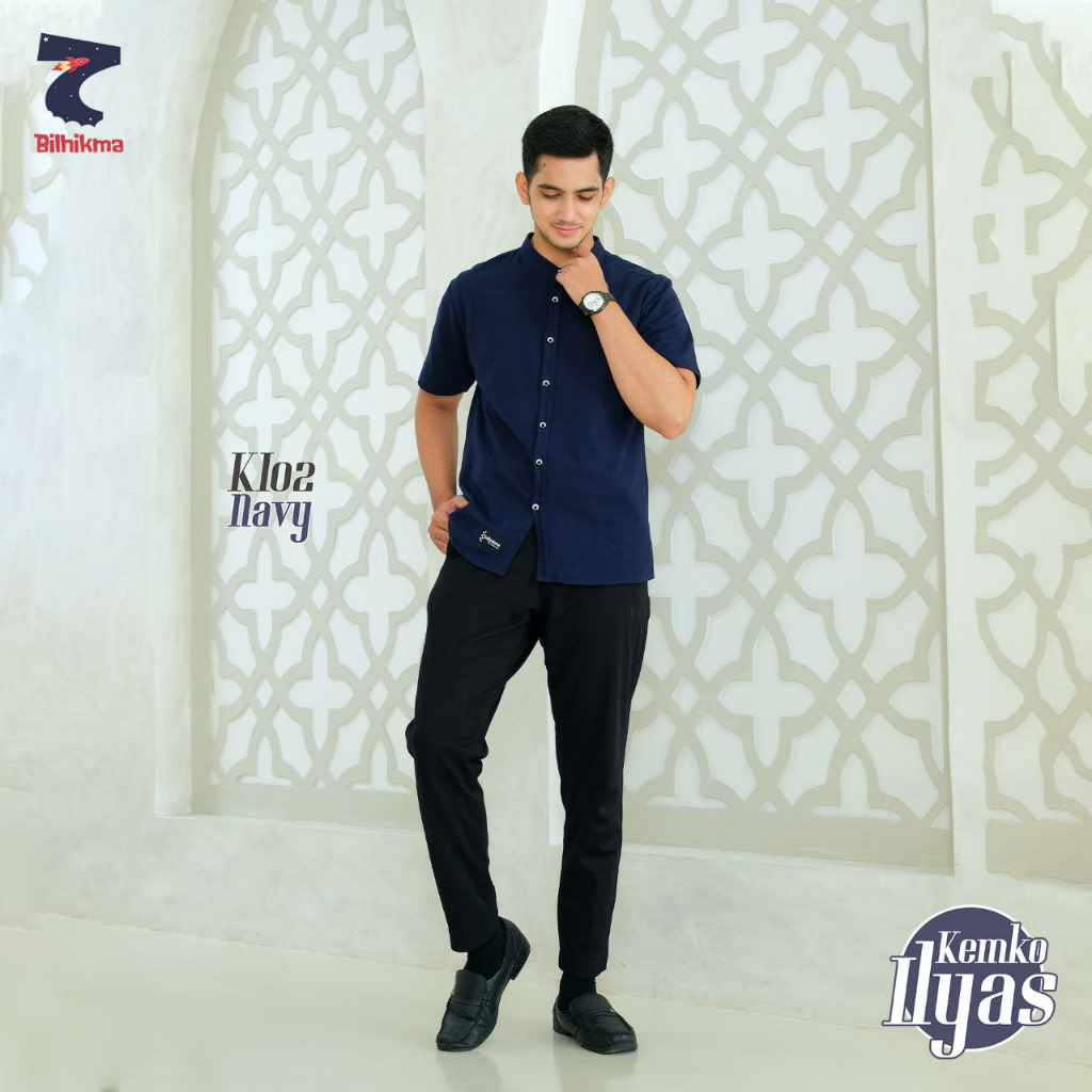 Nauree - Baju Koko Kemko Ilyas Anak Remaja Pria Dewasa Tebal Premium Lengan Pendek Modern Bahan Kaos Cotton Combed 24s Polos Adem Nyaman Jahitan Rapih Halus Serap Keringan Atasan Muslim Formal Casual