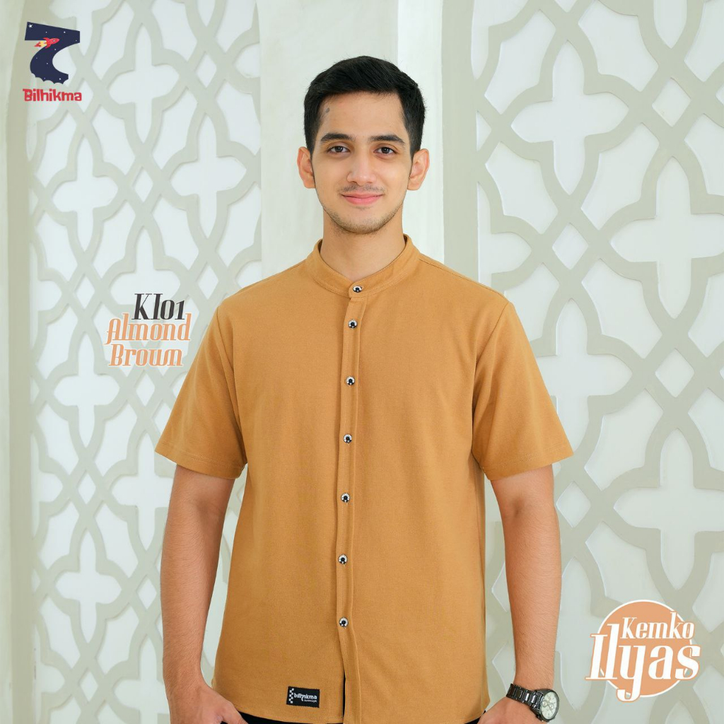 Nauree - Baju Koko Kemko Ilyas Anak Remaja Pria Dewasa Tebal Premium Lengan Pendek Modern Bahan Kaos Cotton Combed 24s Polos Adem Nyaman Jahitan Rapih Halus Serap Keringan Atasan Muslim Formal Casual