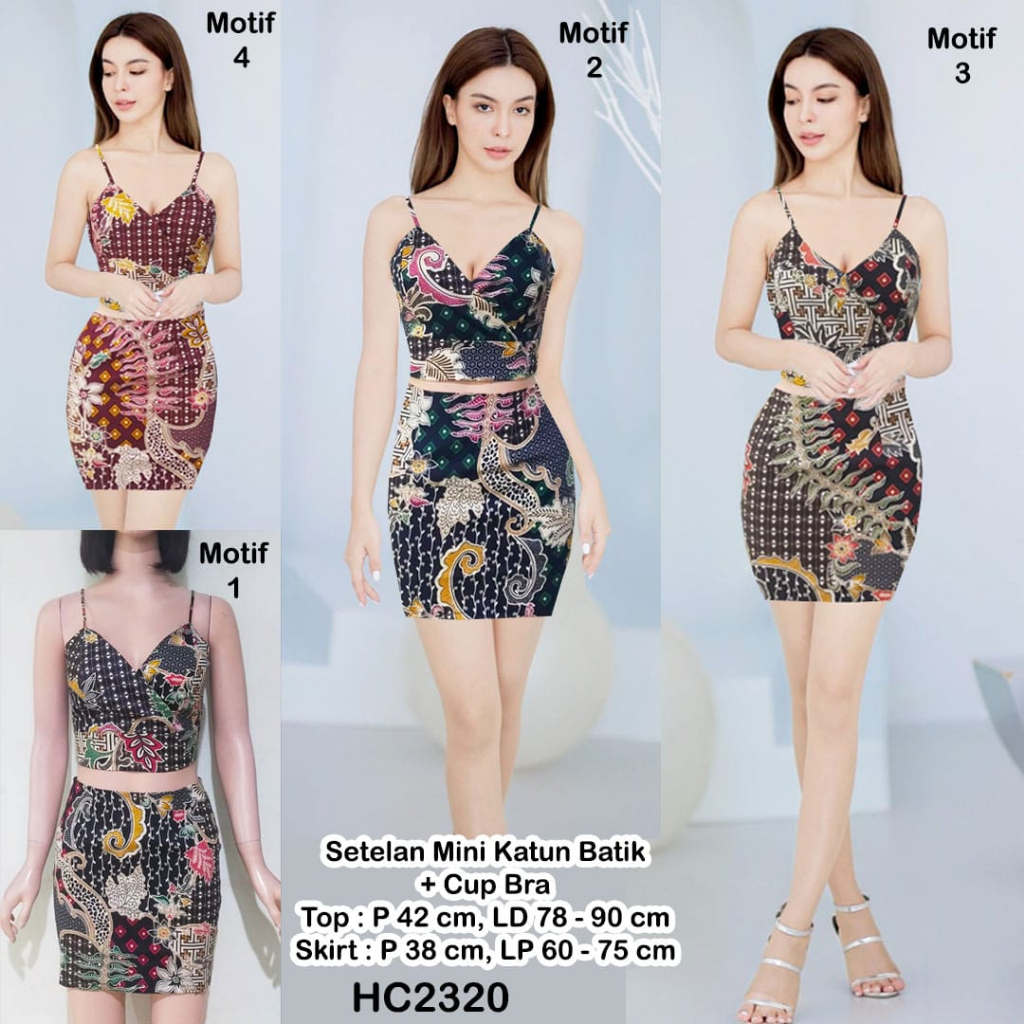 HC2320 Setelan Mini Dress Cotton Motif Batik  / Setelan Batik + Cup Bra Bodycon Tanpa Lengan Sexy / Setelan Rok Mini / Setelan Wanita / Dress Mini Motif Batik  / Minidress Batik / Setelan Wanita Batik