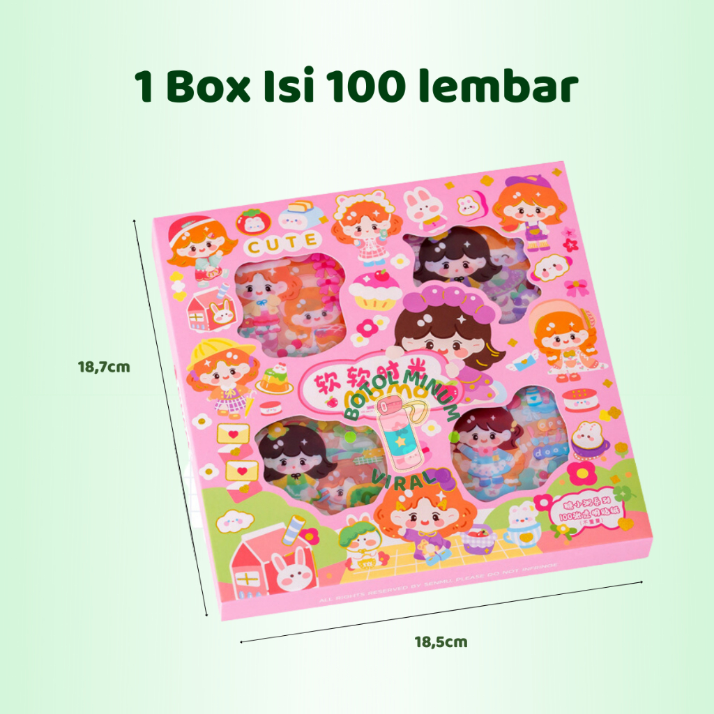 Sticker 100 Pcs Momo Cute Aesthetic Box Terbaru Stiker Deco Korea Viral