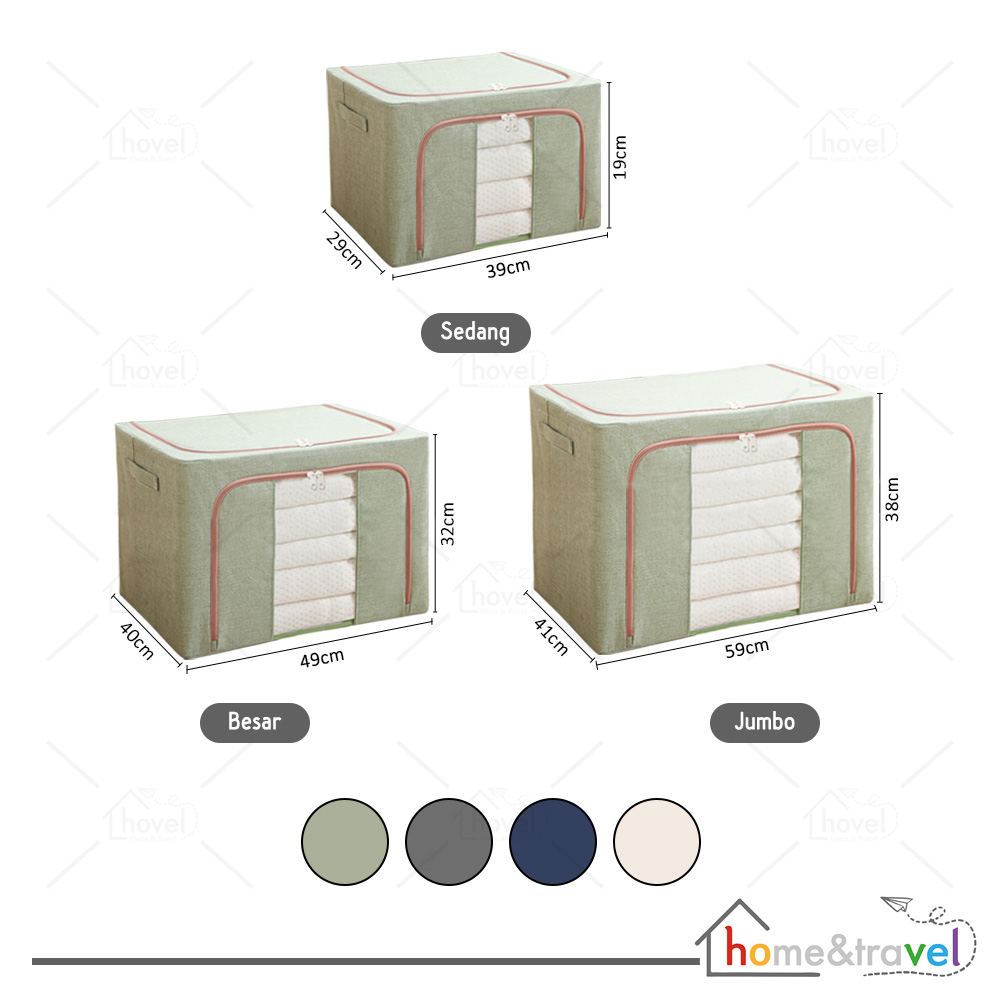 HOVELSHOP Box Kontainer Tempat Lipat Penyimpanan Baju Buku Selimut Storage Organizer Lipat Praktis