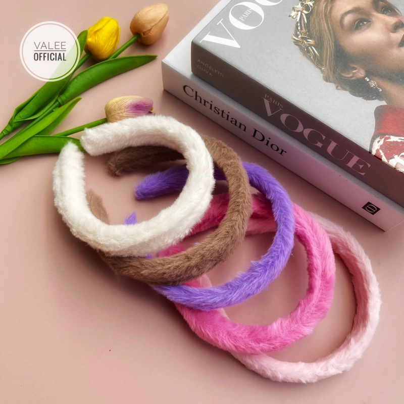 BANDO BANDANA BULU-BULU GAYA KOREA UNTUK WANITA FASHION AKSESORIS RAMBUT WANITA AKSEN BULU-BULU