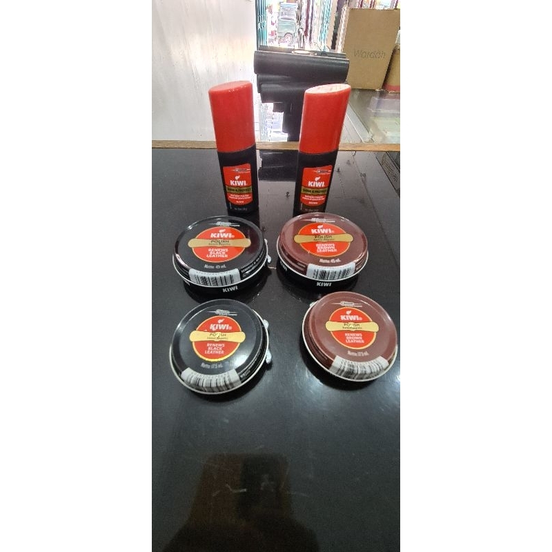 Kiwi semir sepatu hitam black coklat brown 17,5ml 30ml 45ml / semir sepatu cair kiwi