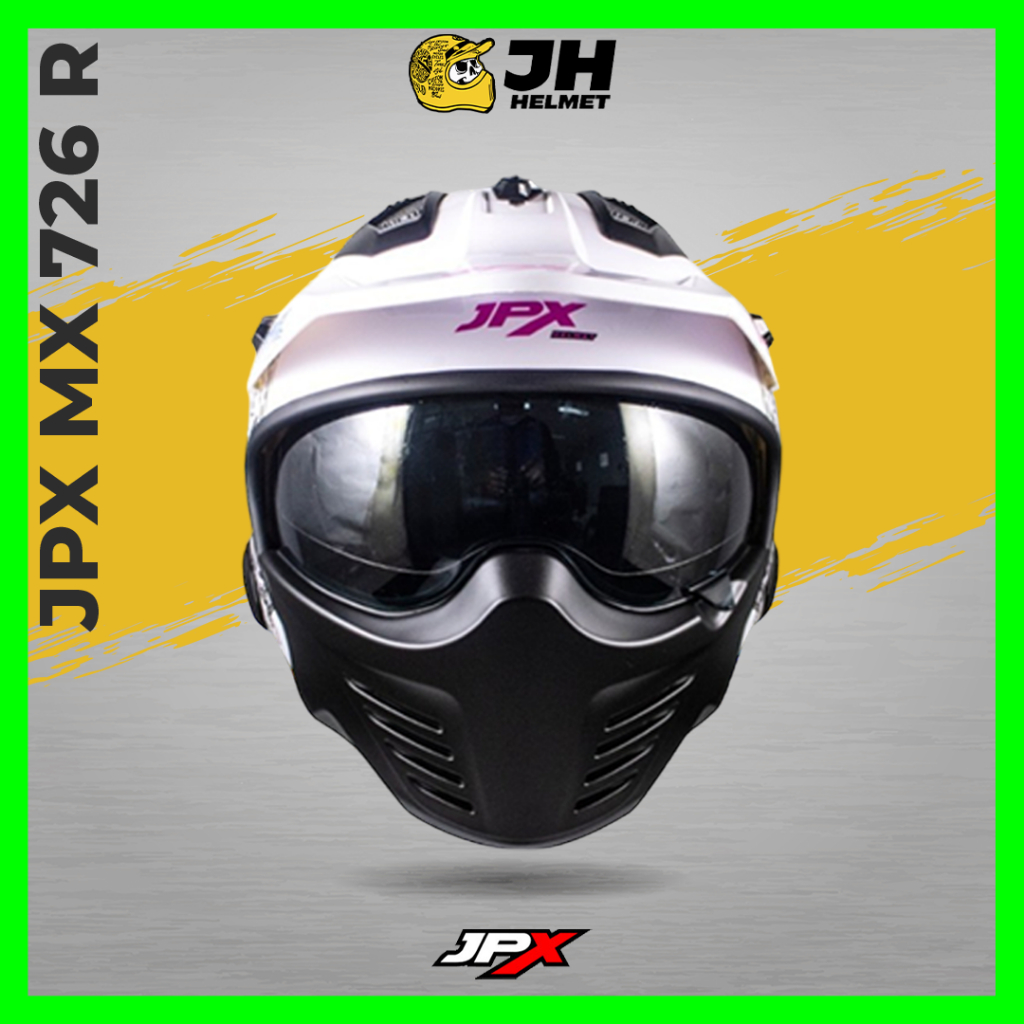 Helm JPX MX 726R Netral Series Pearl White | Helm Full Face | JUAL HELM